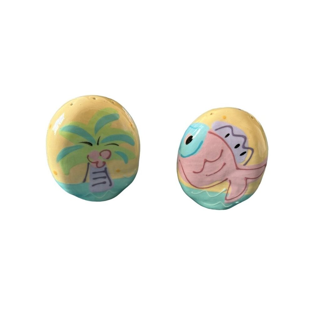 Susan Painter Pastel 3 1/2" Salt & Pepper Tropical Key West Theme Beautiful Cute